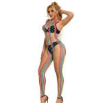 SUBBLIME - 952358 BODYSTOCKING A RETE CON COLLO ALTO ARCOBALENO TAGLIA UNICA