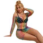 SUBBLIME - 952426 BODYSTOCKING A RETE MANICA LUNGA ARCOBALENO TAGLIA UNICA