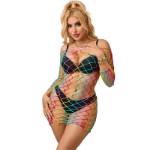 SUBBLIME - 952426 BODYSTOCKING A RETE MANICA LUNGA ARCOBALENO TAGLIA UNICA