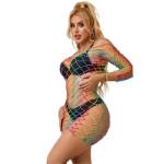 SUBBLIME - 952426 BODYSTOCKING A RETE MANICA LUNGA ARCOBALENO TAGLIA UNICA