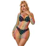 SUBBLIME - 952426 BODYSTOCKING A RETE MANICA LUNGA ARCOBALENO TAGLIA UNICA