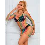 SUBBLIME - 952426 BODYSTOCKING A RETE MANICA LUNGA ARCOBALENO TAGLIA UNICA