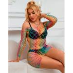 SUBBLIME - 952426 BODYSTOCKING A RETE MANICA LUNGA ARCOBALENO TAGLIA UNICA