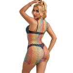 SUBBLIME - 952433 BODYSTOCKING A RETE SENZA MANICHE COLLO ALTO ARCOBALENO TAGLIA UNICA