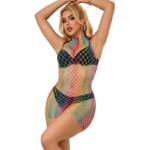 SUBBLIME - 952433 BODYSTOCKING A RETE SENZA MANICHE COLLO ALTO ARCOBALENO TAGLIA UNICA