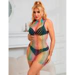 SUBBLIME - 952433 BODYSTOCKING A RETE SENZA MANICHE COLLO ALTO ARCOBALENO TAGLIA UNICA