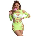 SUBBLIME - 952280 BODYSTOCKING ELASTICO A RETE MANICA LUNGA VERDE TAGLIA UNICA