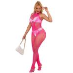 SUBBLIME - 952389 BODYSTOCKING A RETE E PIZZO SENZA CAVALLO CON COLLO ALTO ROSA TAGLIA UNICA