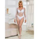 SUBBLIME - 952396 BODYSTOCKING A RETE CON STRASS MANICA LUNGA BIANCO TAGLIA UNICA