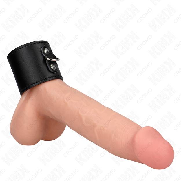 KINK - ANELLO PER PENE IN PELLE CON CHIUSURA A PRESSIONE 18 X 5 CM