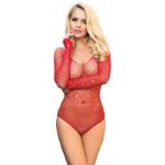 SUBBLIME - 952303 BODYSTOCKING LUCIDO CON SPALLE SCOPERTE MANICA LUNGA ROSSO TAGLIA UNICA