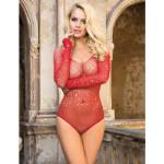 SUBBLIME - 952303 BODYSTOCKING LUCIDO CON SPALLE SCOPERTE MANICA LUNGA ROSSO TAGLIA UNICA