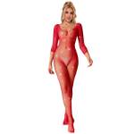 SUBBLIME - 952419 BODYSTOCKING A RETE CON STRASS MANICA LUNGA ROSSO TAGLIA UNICA