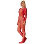 SUBBLIME - 952419 BODYSTOCKING A RETE CON STRASS MANICA LUNGA ROSSO TAGLIA UNICA