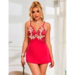 SUBBLIME - 954123 BABYDOLL CON DISEGNO FLOREALE ROSSO S/M