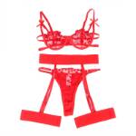 SUBBLIME - 954321 REGGISENO + PERIZOMA + CINTURA CON STAMPA A CUORE ROSSO S/M