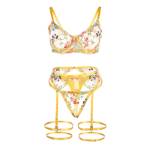 SUBBLIME - 954345 REGGISENO + PERIZOMA + CINTURA REGGISENO FLOREALE GIALLO S/M