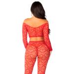 LEG AVENUE - CROP TOP + CALZE ROSSO TAGLIA UNICA