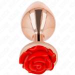 KINK - PLUG ANALE IN ORO ROSA CON ROSA ROSSA L