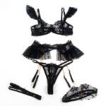 SUBBLIME - 957490 SET REGGISENO E GIARRETTIERA IN PIZZO NERO L/XL