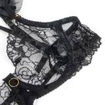 SUBBLIME - 957490 SET REGGISENO E GIARRETTIERA IN PIZZO NERO L/XL