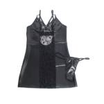 SUBBLIME - 957520 ABITO IN PELLE CON PIZZO FLOREALE NERO S/M