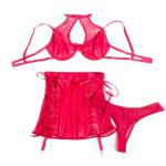 SUBBLIME - 957605 SET REGGISENO E GONNA IN PELLE ROSSO S/M