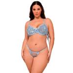 SUBBLIME - 957636 COMPLETO REGGISENO E SLIP RICAMATI A FIORI AZZURRO CIELO L/XL