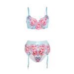 SUBBLIME - 957643 SET REGGISENO E CINTURA RICAMO FIORI ROSA S/M