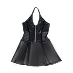 SUBBLIME - 957711 ABITO IN PELLE CON ZIP E PIZZO NERO L/XL