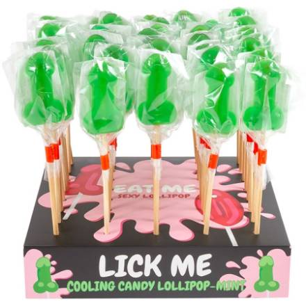 SECRETPLAY - ESPOSITORE DI LECCA-LECCA A FORMA DI PENE ALLA MENTA CON EFFETTO FREDDO (40 UNITÃ)