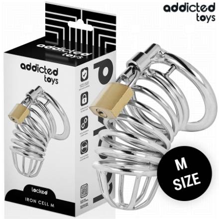 ADDICTED TOYS LOCKED - GABBIA PER PENE IN METALLO CON CELLULE DI FERRO TAGLIA M