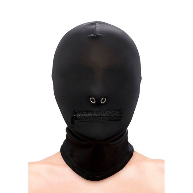NS NOVELTIES - FETISH & FASHION CAPPUCCIO BOCCA CHIUSA CON CERNIERA NYLON NERO
