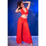 CHILIROSE - CR 4857 SET TOP E PANTALONI ROSSI TAGLIA M