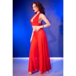 CHILIROSE - CR 4857 SET TOP E PANTALONI ROSSI TAGLIA M