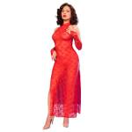 CHILIROSE - CR 4853 ABITO IN PIZZO ROSSO CON GUANTI L/XL