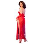 CHILIROSE - CR 4853 ABITO IN PIZZO ROSSO CON GUANTI L/XL