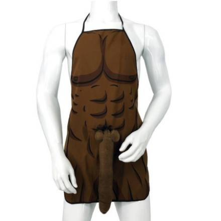 DIABLO PICANTE - GREMBIULE MUSCOLARE CON PENE 3D IN TONO MARRONE