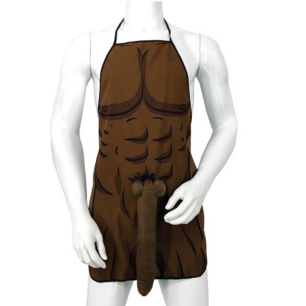 DIABLO PICANTE - GREMBIULE MUSCOLARE CON PENE 3D IN TONO MARRONE