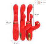 INTENSE - KATY STIMOLATORE CLITORIDEO MULTIFUNZIONE 4 TESTINE INTERCAMBIABILI ROSSO
