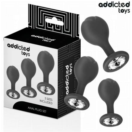 ADDICTED TOYS - SET DI 3 TAPPI ANALI CON GIOIELLO