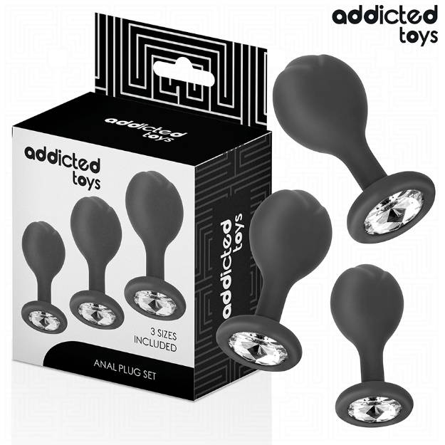 ADDICTED TOYS - SET DI 3 TAPPI ANALI CON GIOIELLO