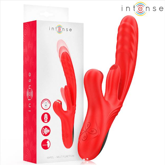 INTENSE - KAROL VIBRATORE MULTIFUNZIONE SPINTA E STIMOLAZIONE E ONDE STIMOLANTI ROSSO